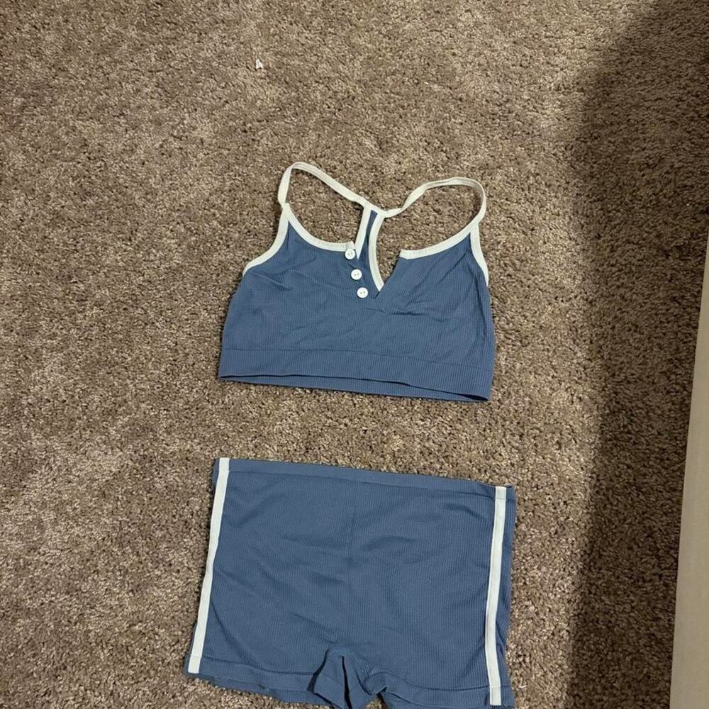 Colsie blue ribbed henley pajama - Picture 1 of 4